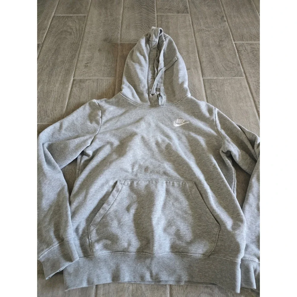 Nike Sportswear Essential Pullover‎ Hoodie Heather Grey XS Embroidered Logo
